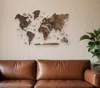 Hivvago 24" X 39" Brown Wood World Map Hanging Dimensional Sculpture In Brown