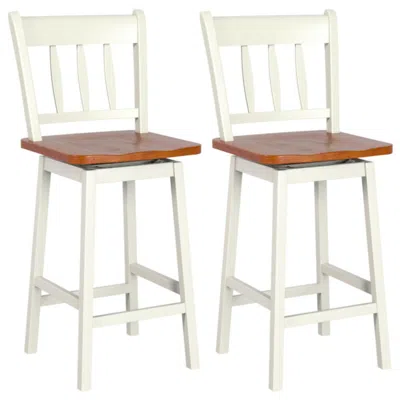 Hivvago 24.5 Inches Set Of 2 Swivel Bar Stools With 360â° Swiveling-white