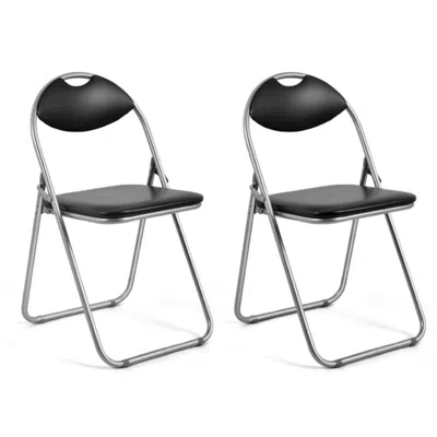 Hivvago 2/4/6 Pieces Portable Folding Dining Chairs Set With Carrying Handles-set Of 2 In Black