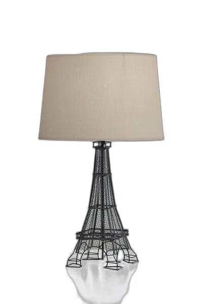 Hivvago 25" Black Acrylic Paris Desk Table Lamp With White Drum Shade In Multi