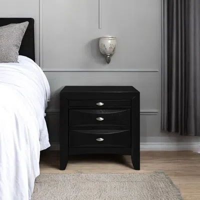 Hivvago 25" Black Wood Three Drawer Nightstand