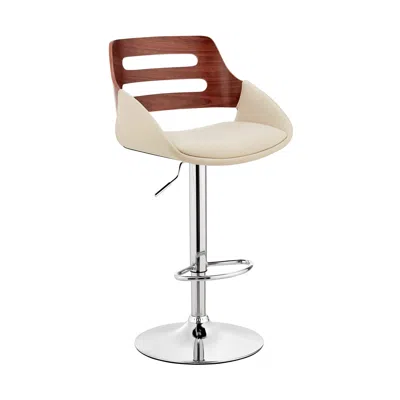 Hivvago 25" Cream And Silver Iron Swivel Low Back Adjustable Height Bar Chair In Multi
