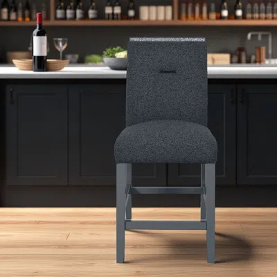 Hivvago 25" Dark Gray Wood And Suede Counter Height Bar Chair