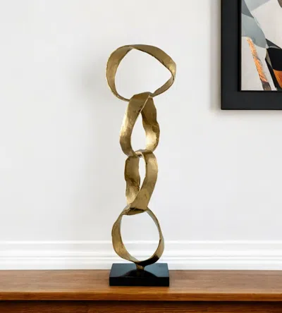 Hivvago 25" Gold And Black Marble And Aluminum Modern Abstract Tabletop Sculpture