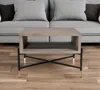 Hivvago 25" Gray And Black Concrete And Metal Square Coffee Table With Shelf In Brown