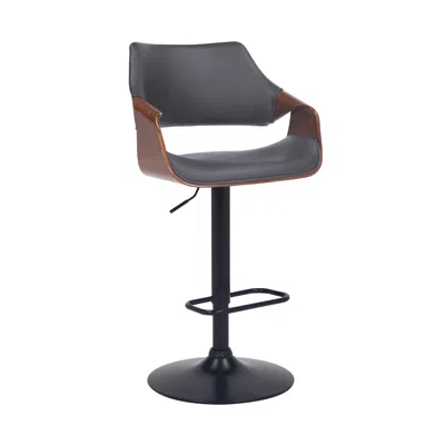 Hivvago 25" Gray And Black Iron Swivel Adjustable Height Bar Chair