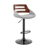 Hivvago 25" Gray And Black Iron Swivel Low Back Adjustable Height Bar Chair In White