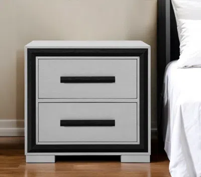 Hivvago 25" Gray And Black Two Drawer Wood Nightstand