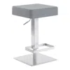 Hivvago 25" Gray And Silver Faux Leather And Iron Swivel Backless Adjustable Height Bar Chair In Gray