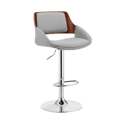 Hivvago 25" Gray And Silver Iron Swivel Low Back Adjustable Height Bar Chair
