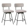 Hivvago 25 Inch 2-piece Modern Upholstered Bar Stools With Back And Footrests In Neutral