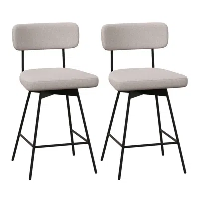 Hivvago 25 Inch 2-piece Modern Upholstered Bar Stools With Back And Footrests In Neutral