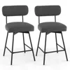 Hivvago 25 Inch 2-piece Modern Upholstered Bar Stools With Back And Footrests-gray
