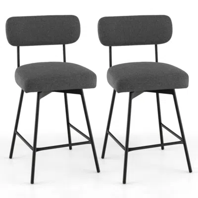 Hivvago 25 Inch 2-piece Modern Upholstered Bar Stools With Back And Footrests-gray