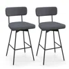 Hivvago 25 Inch Counter Height Upholstered Swivel Bar Stool Set Of 2-gray