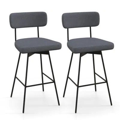 Hivvago 25 Inch Counter Height Upholstered Swivel Bar Stool Set Of 2-gray
