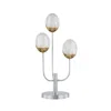 Hivvago 25 Inch Table Lamp, 3 Globe Crystal Shades, Modern Nickel Metal Base In Silver