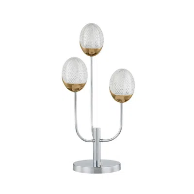Hivvago 25 Inch Table Lamp, 3 Globe Crystal Shades, Modern Nickel Metal Base In Silver