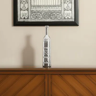 Hivvago 25" Silver Floral Bud Glass Table Vase