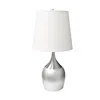 Hivvago 25" Silver Metal Gourd Table Lamp With White Tapered Drum Shade In White