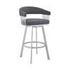 Hivvago 25" Slate Gray And Silver Iron Swivel Low Back Counter Height Bar Chair In Gray