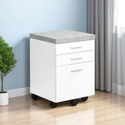 Hivvago 25" White And Gray Particle Board And Wood Filing Cabinet With Drawers