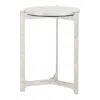 Hivvago 25" White And Silver Marble And Aluminum Round Cross Legs End Table In White
