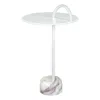 Hivvago 25" White Iron And Marble Round Pedestal End Table In White