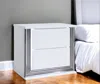 Hivvago 25" White Solid And Manufactured Wood Lighted Two Drawer Nightstand In White