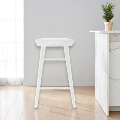Hivvago 25" White Solid Wood Backless Counter Height Bar Chair