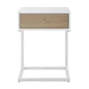 Hivvago 25" White Wood And Steel Frame End Table With Drawer And Usb Port In Brown