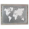 Hivvago 25" X 34" Brown And Gray Wood And Metal World Map Hanging Dimensional Sculpture In Gray