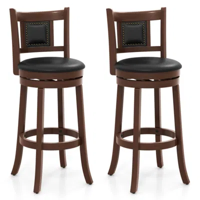 Hivvago 25.5 Inch/30.5 Inch Upholstered Bar Stools Set Of 2 With Curved Backrest And Footrest-30.5 Inches