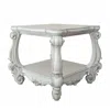 Hivvago 26" Antiqued White Manufactured Wood Square Scroll End Table With Shelf In White