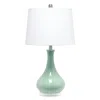 Hivvago 26" Aqua Ceramic Novelty Table Lamp With White Drum Shade In Green