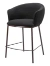 Hivvago 26" Black And Bronze Shearling And Steel Counter Height Bar Chair In Black