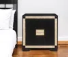 Hivvago 26" Black And Gold Two Drawer Faux Crystal Bling Wood Nightstand In Black