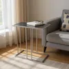 Hivvago 26" Black And Metal Marble And Iron Frame End Table In Gray