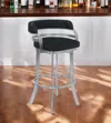 Hivvago 30" Black And Silver Faux Leather And Iron Swivel Low Back Bar Height Bar Chair In Gray