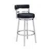 Hivvago 26" Black And Silver Faux Leather And Iron Swivel Low Back Counter Height Bar Chair In Black