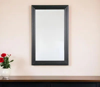 Hivvago 26" Black Beveled Lines Framed Accent Mirror