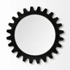 Hivvago 26" Black Cog Round Metal Frame Wall Mirror In Black