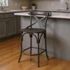 Hivvago 26" Black Solid Wood And Iron Counter Height Bar Chair In Black