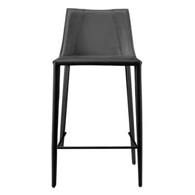 Hivvago 26" Black Steel Low Back Counter Height Bar Chair In Gray