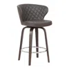 Hivvago 26" Brown Faux Leather And Iron Swivel Low Back Counter Height Bar Chair In Brown