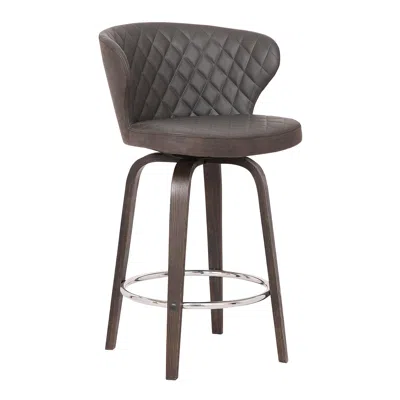 Hivvago 26" Brown Faux Leather And Iron Swivel Low Back Counter Height Bar Chair