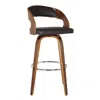 Hivvago 30" Brown Solid Wood Swivel Low Back Bar Height Bar Chair