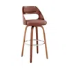 Hivvago 26" Brown Faux Leather Swivel Counter Height Bar Chair In Brown