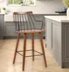 Hivvago 26" Brown Manufactured Wood And Iron Counter Height Bar Chair In Brown
