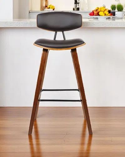 Hivvago 26" Brown Solid Wood Low Back Counter Height Bar Chair In Black